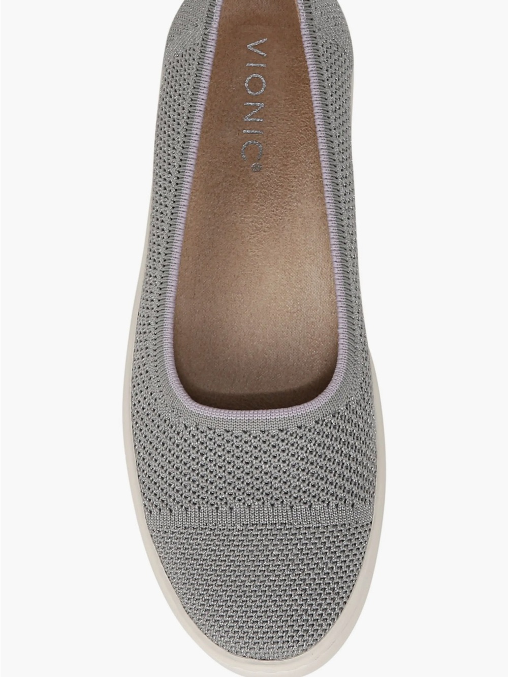 Vionic Women’s Slip-On Knit Flat — Light Gray with lilac - Picture 5 of 11